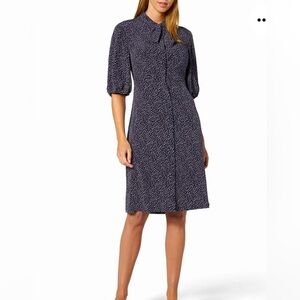 L.K.Bennett Tillila Silk Star Print Tea Dress Pri-Sloane Blue Size 14